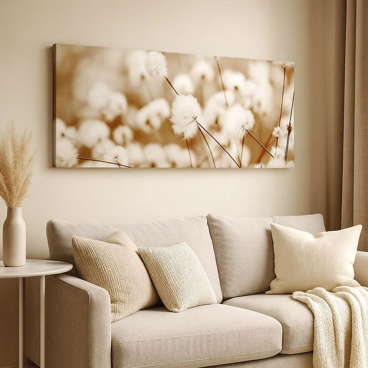 Tablou pe pânză - Câmp pufos - 100x40 cm