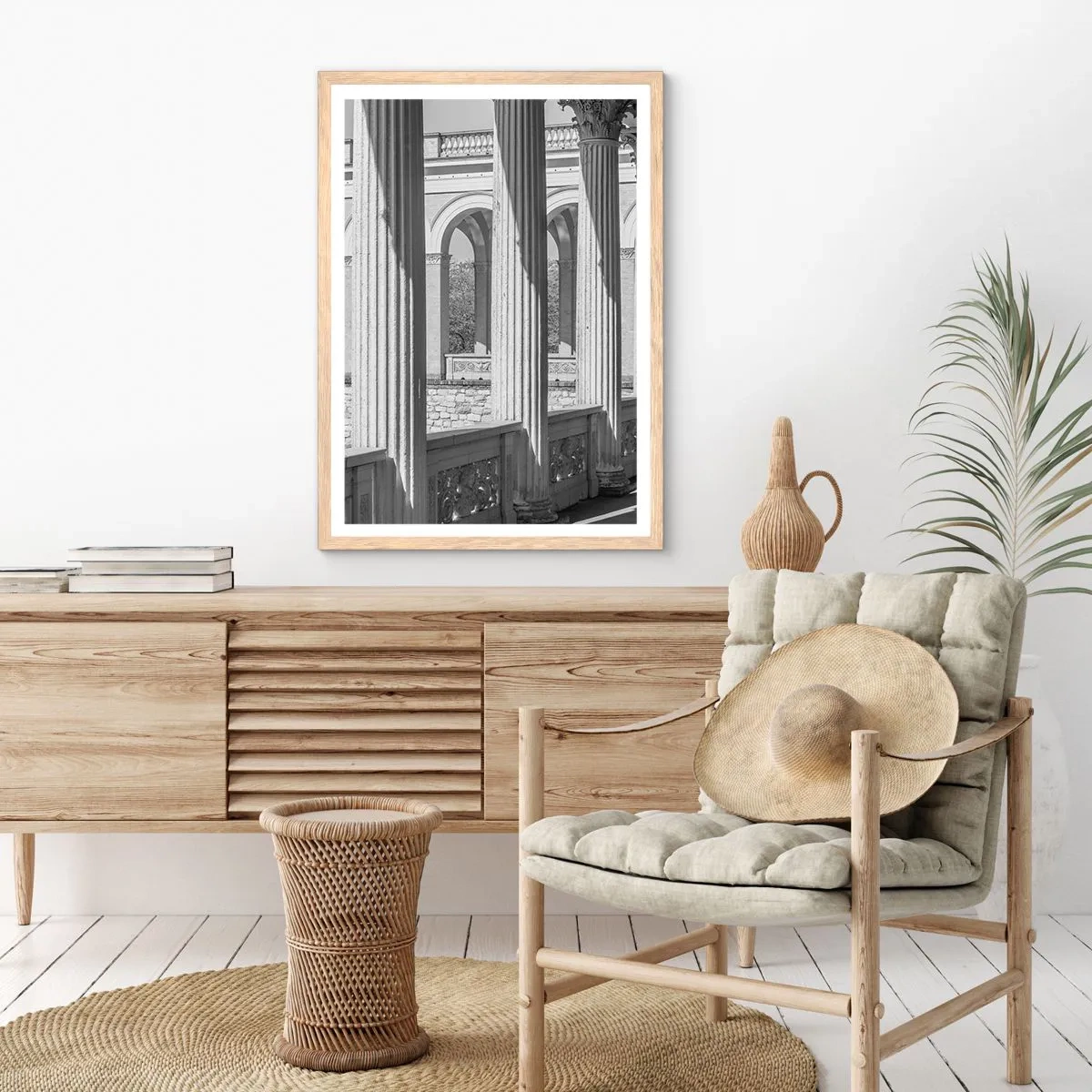 Poster în ramă de stejar deschis - Arcadă însorită - 70x100 cm