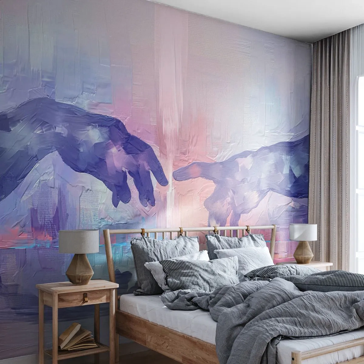 Tapet Premium Sand - Scânteia divină a vieții - Mâinile, Michelangelo, Bucată - 500x350 cm