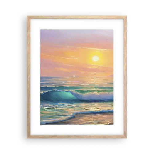 Poster în ramă de stejar deschis - Cântecul turcoaz al valurilor - 40x50 cm