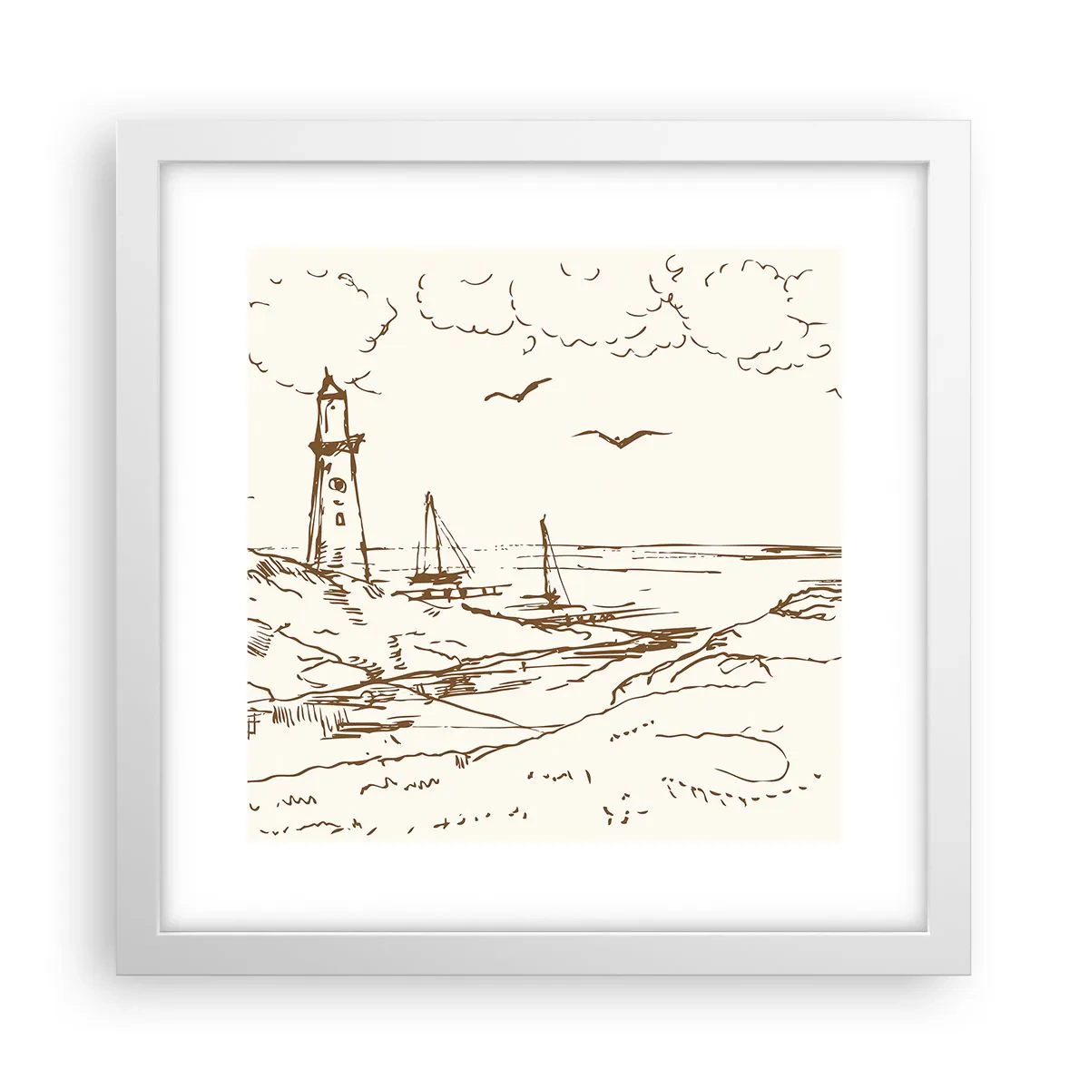 Poster în ramă albă - Schiță de amintiri de vară - 30x30 cm