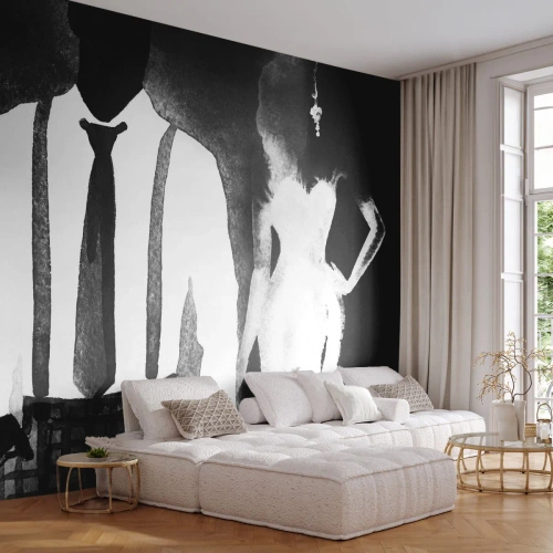 Tapet Premium Canvas - Într-o atmosferă noir - Abstracția, Femeie și Bărbat, Modă - 200x140 cm