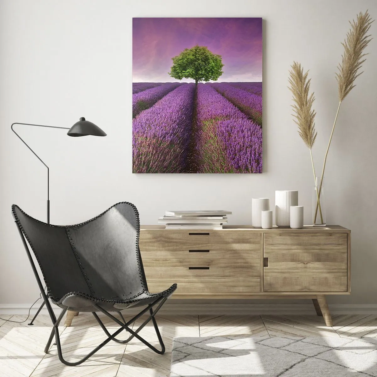 Tablou pe sticlă - În câmpurile de lavandă - 50x70 cm