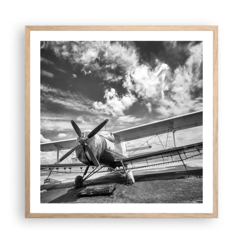 Poster în ramă de stejar deschis - Abia aștept! - 60x60 cm