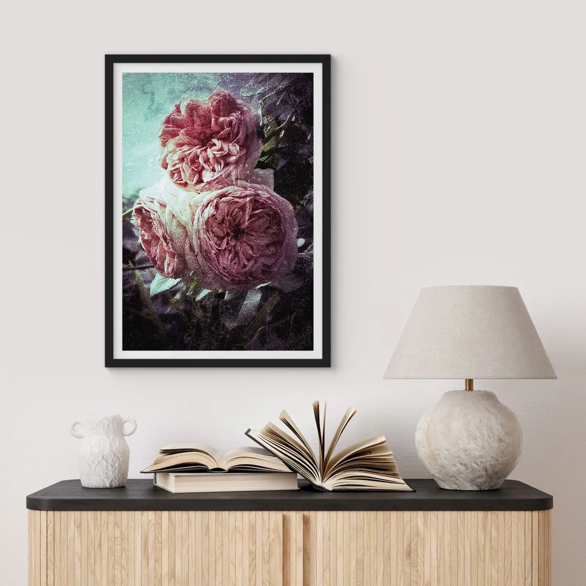 Poster în ramă neagră - Într-o atmosferă romantică - 50x70cm - În stil romantic - Decorațiune modernă pentru perete pentru living și dormitor ARTTOR