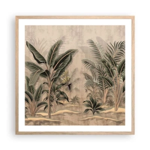 Poster în ramă de stejar deschis - Gravură în stil colonial - 60x60 cm