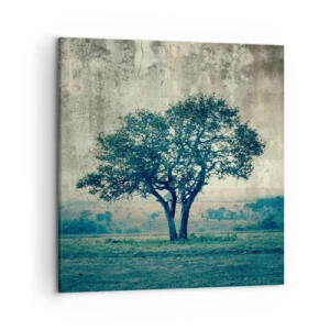 Tablou pe pânză - Un măr pe o pajiște albastră? - 50x50 cm