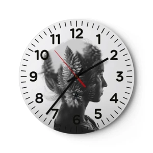 Ceas de perete - Ceas pe sticlă - Doamna din pădurea de pini - 40x40 cm