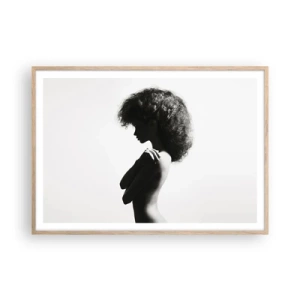Poster în ramă de stejar deschis - Ca o floare pe o tulpină subțire - 100x70 cm