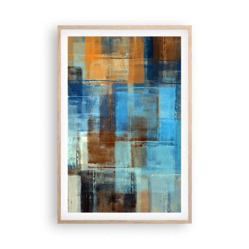 Poster în ramă de stejar deschis - Prin valul albastru - 61x91 cm