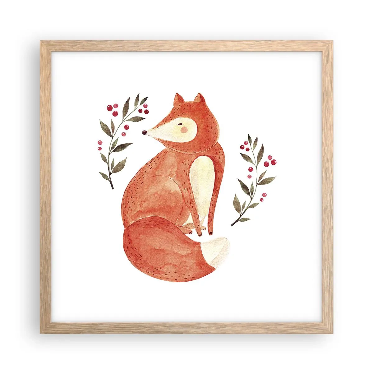 Poster în ramă de stejar deschis - Micuțul roșcat - 40x40 cm