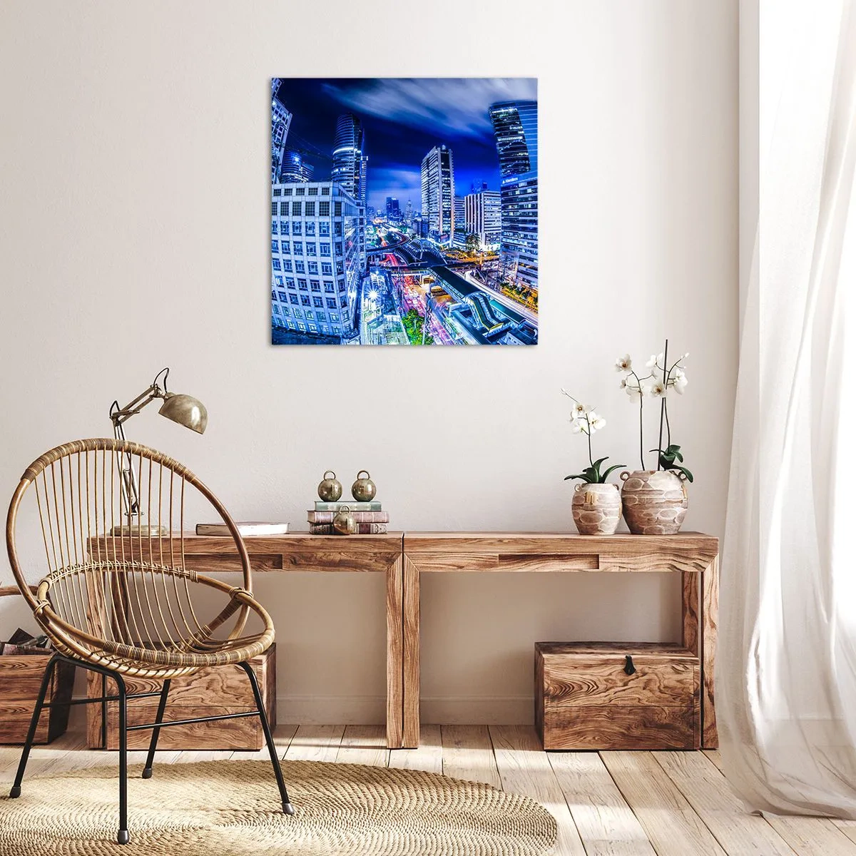 Tablou pe pânză - Ritmurile orașului de noapte - 60x60 cm