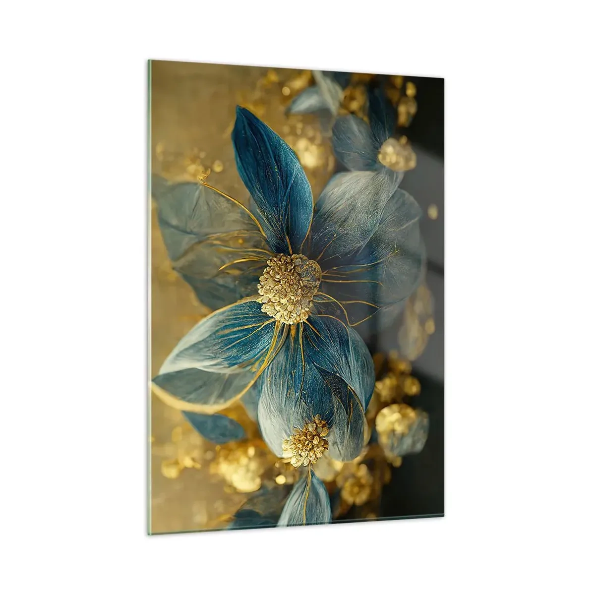 Tablou pe sticlă - Floare cu aur - 50x70 cm