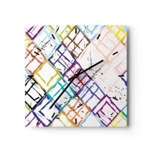 Ceas de perete - Ceas pe sticlă - Ferestre și ferestruici - 40x40 cm