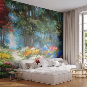 Tapet Standard Eco - Grădină de pădure, pădure de flori - Peisaj, Parc, Flori - 400x280 cm