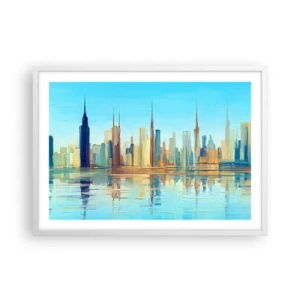 Poster în ramă albă - Metropola însorită - 70x50 cm