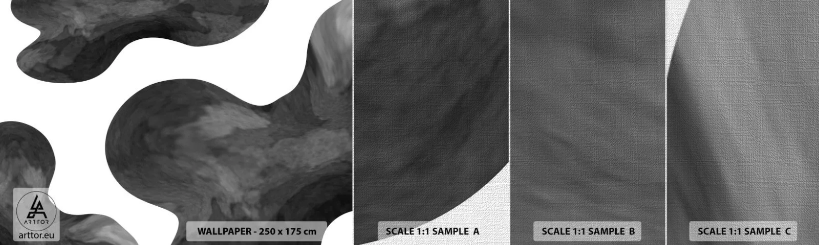 Mostră tapet Premium Canvas - Calea Lactee - Abstracția, Bucată, alb-negru - 100x30 cm