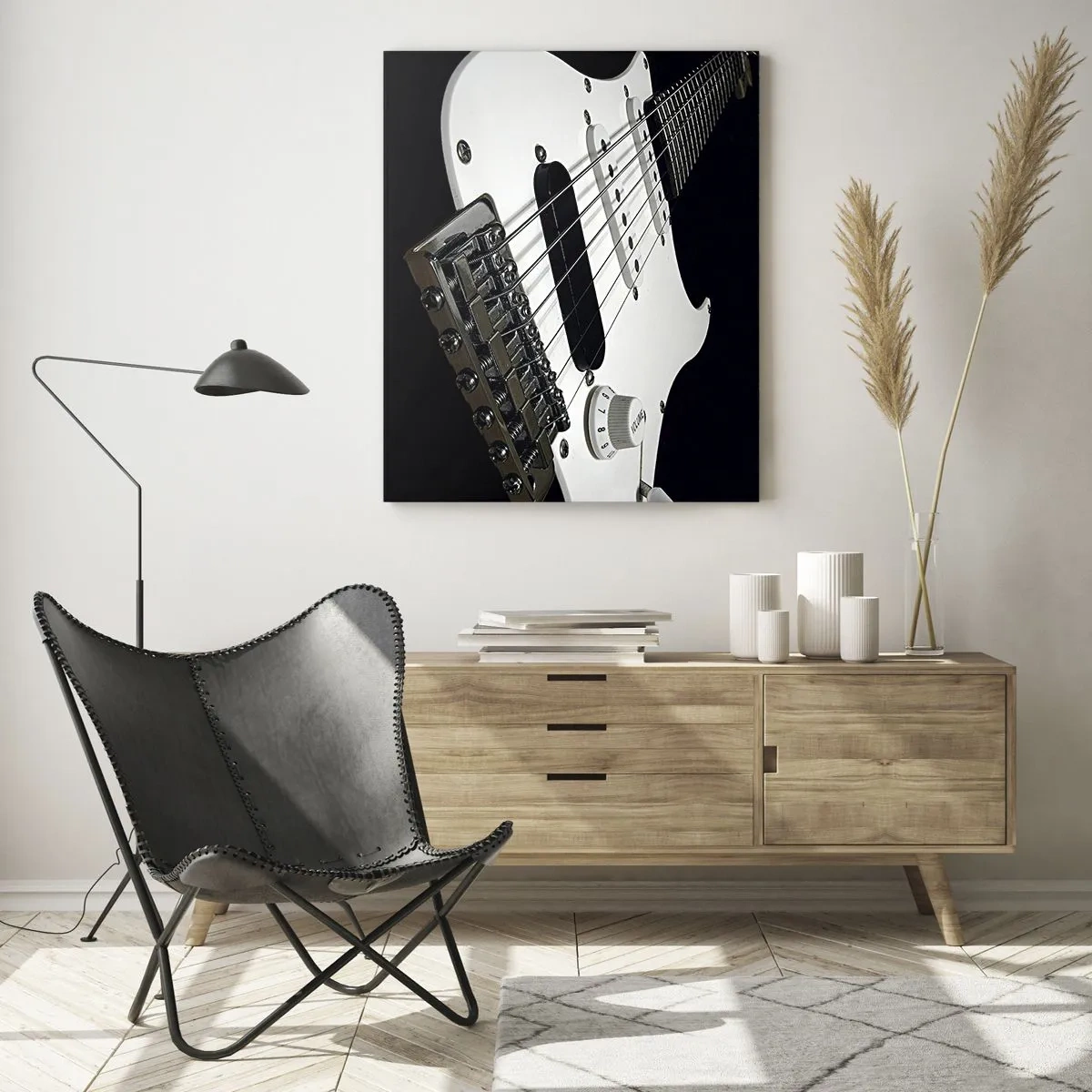 Tablou pe sticlă - Sunet ascuns în alb - 70x100 cm