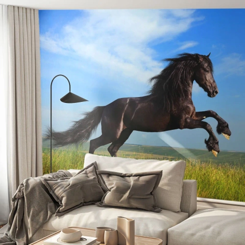 Tapet Premium Canvas - Un manifest entuziast pentru libertate - Animale, Cal, Peisaj - 450x315 cm