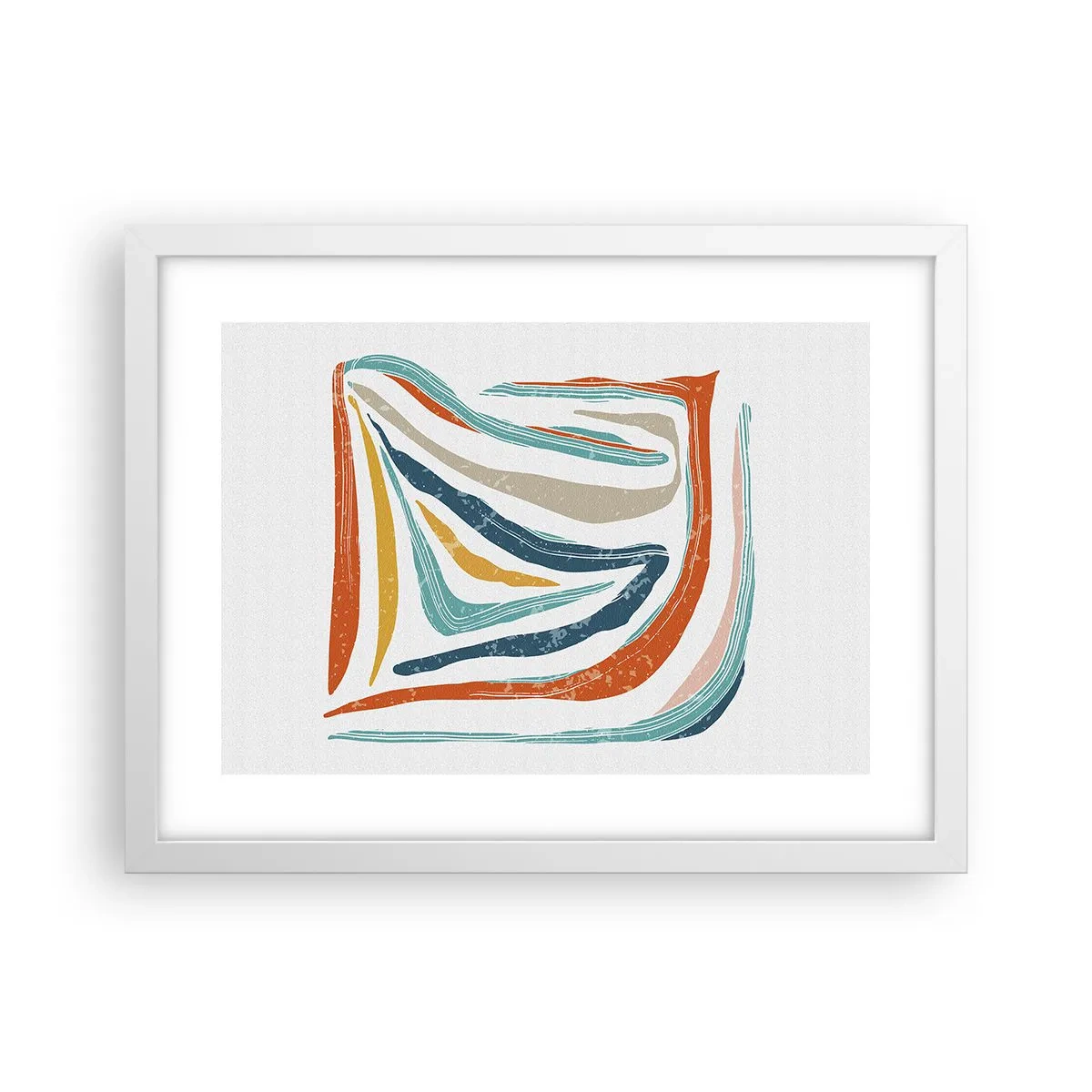 Poster în ramă albă - Abstracție prietenoasă și zâmbitoare - 40x30 cm