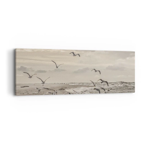 Tablou pe pânză - Marea zumzăie, păsările cântă - 90x30 cm