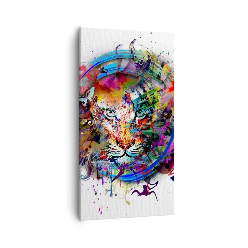 Tablou pe pânză - Ascunzându-se în spatele voalului curcubeu - 55x100 cm