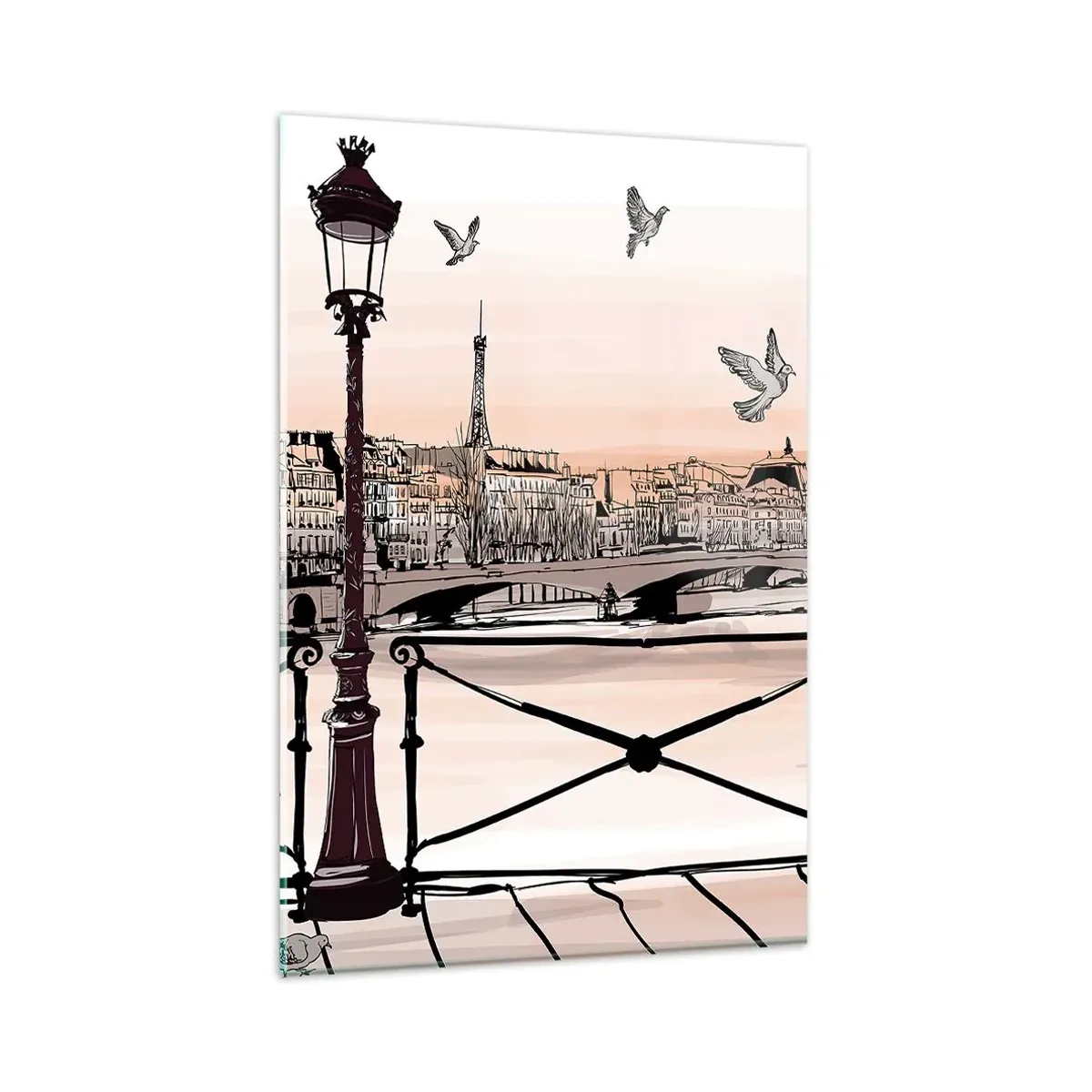 Tablou pe sticlă - Deasupra acoperișurilor Parisului - 80x120 cm