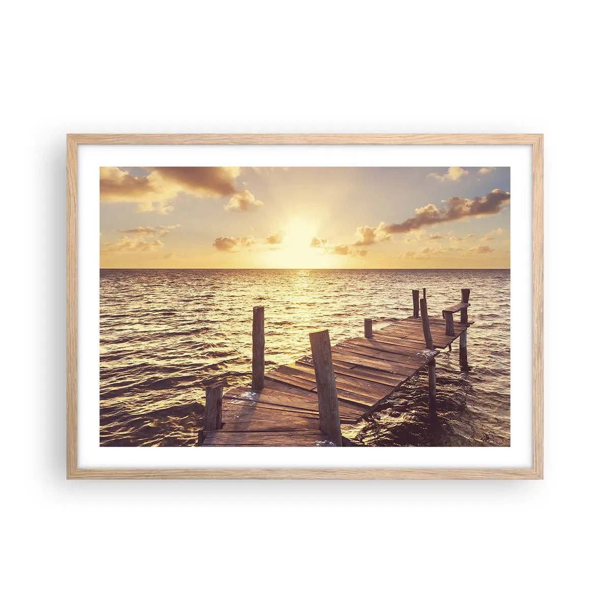 Poster în ramă de stejar deschis - Tărâmul de aur al blândeții - 70x50 cm
