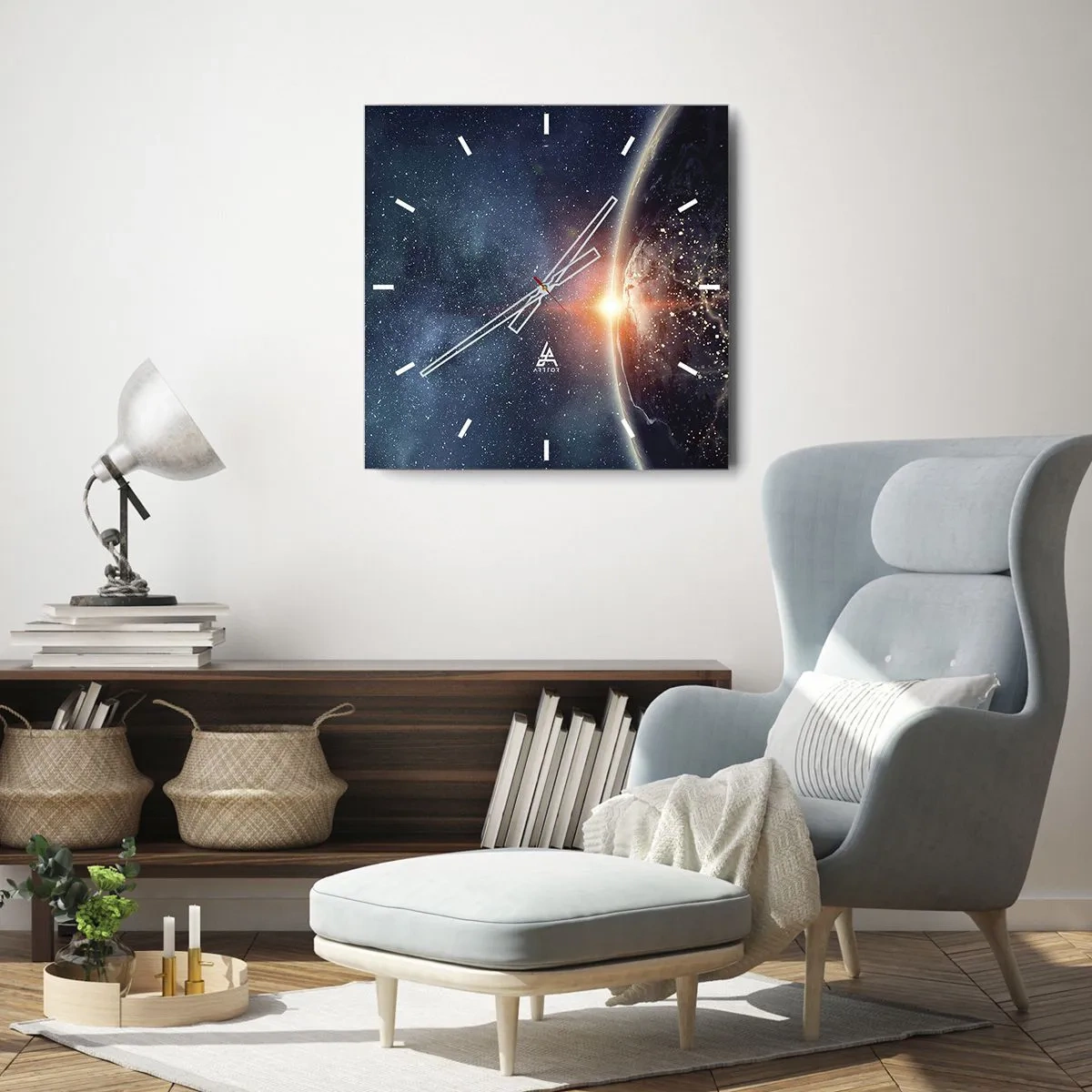 Ceas de perete - Ceas pe sticlă - Într-o nouă perspectivă - 40x40 cm