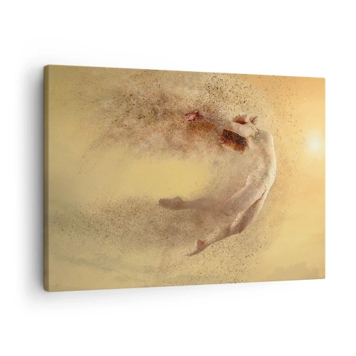 Tablou pe pânză Canvas - O figură în mișcare dinamică cu efect de dezintegrare - 70x50cm - În exaltare de dans - Decorațiune modernă pentru perete pentru living și dormitor ARTTOR