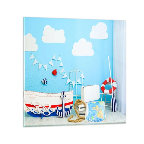 Tablou pe sticlă - Dorința copilărească de aventură - 30x30 cm