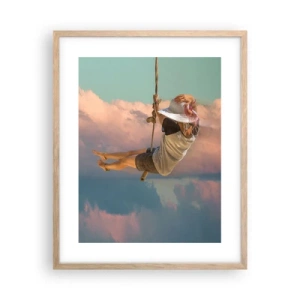 Poster în ramă de stejar deschis - Distracție în nori - 40x50 cm