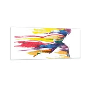 Tablou pe sticlă - Alergând peste curcubeu - 100x40 cm