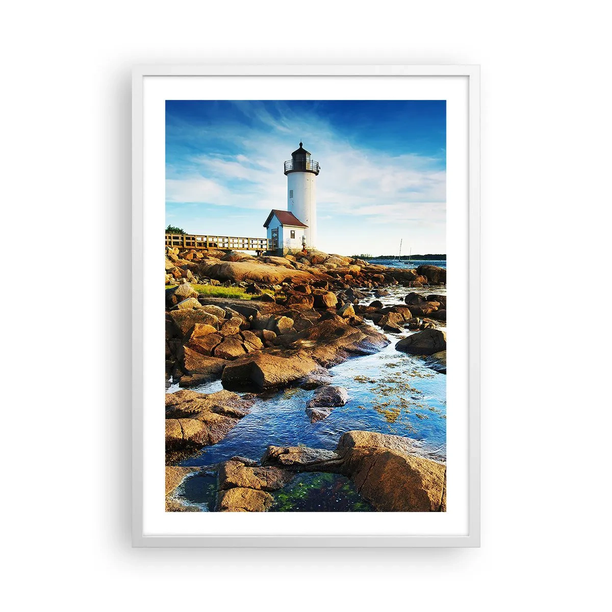 Poster în ramă albă - Întoarce-te acasă fericit, te aștept cu nerăbdare - 50x70 cm