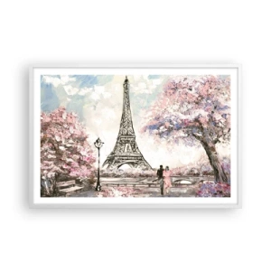 Poster în ramă albă - Plimbare în aprilie la Paris - 91x61 cm
