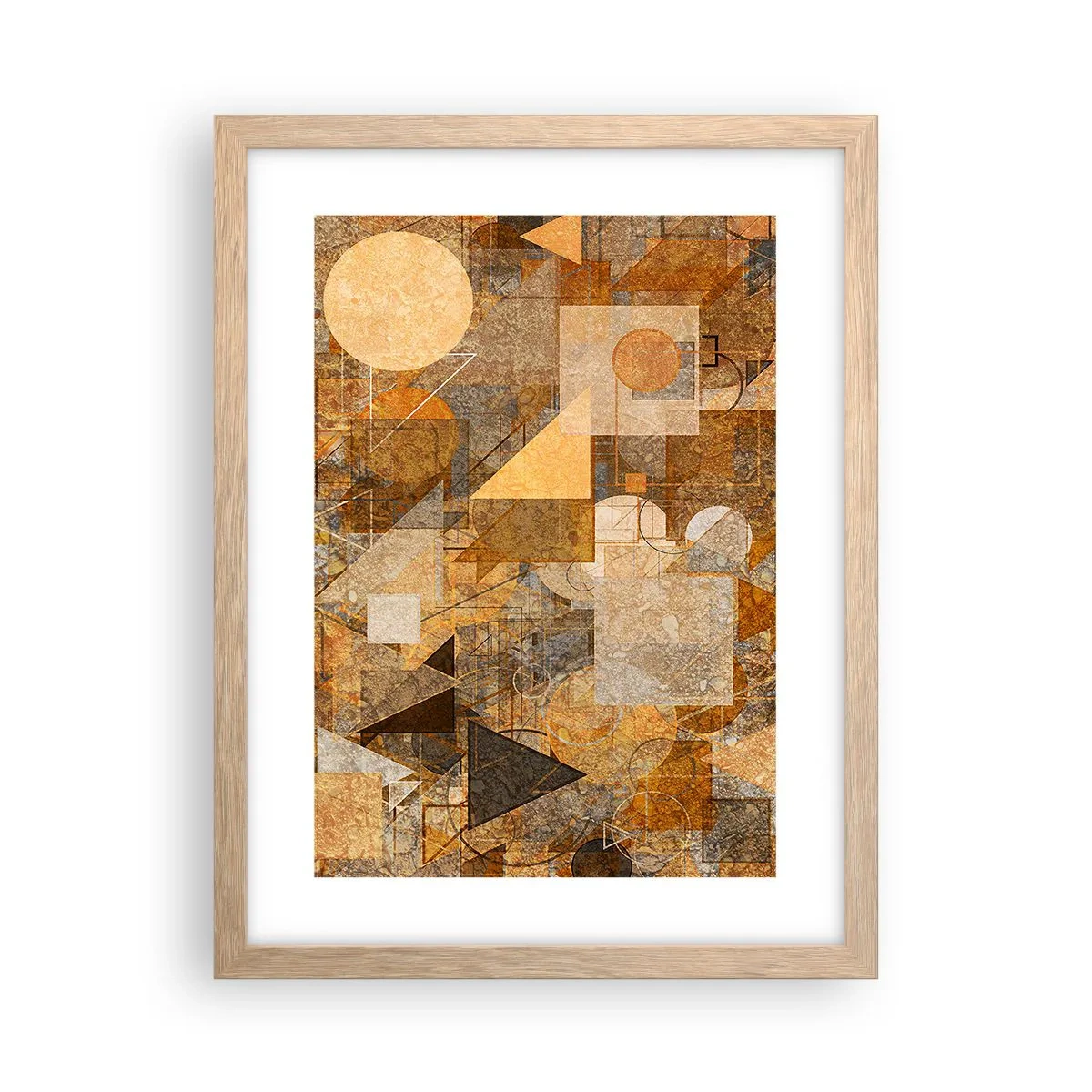 Poster în ramă de stejar deschis - Studiu cubist de bronz - 30x40 cm