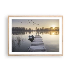 Poster în ramă de stejar deschis - O să mă întorc în curând - 70x50 cm