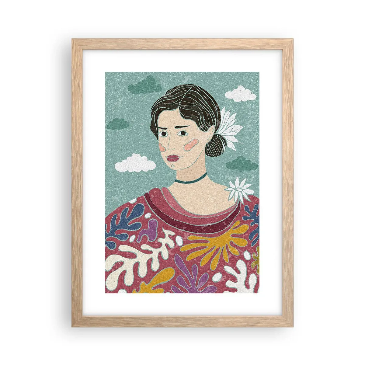 Poster în ramă de stejar deschis - Cu melancolie în privire - 30x40 cm