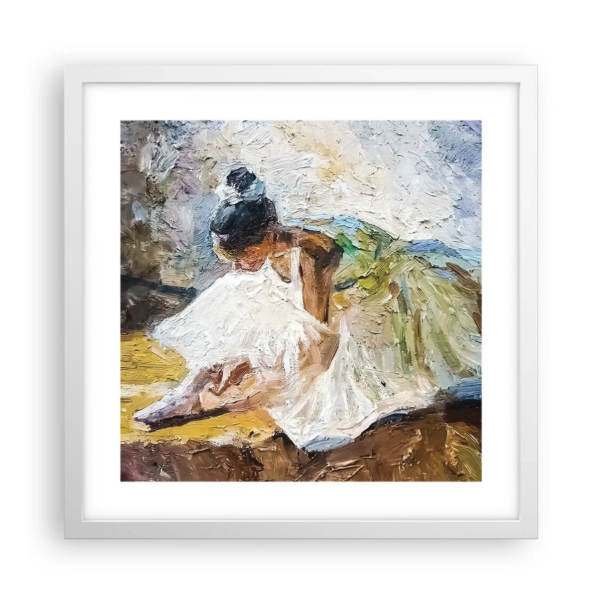 Poster în ramă albă - Dintr-un tablou de Degas - 40x40 cm