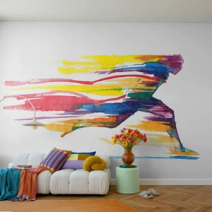 Tapet Standard Eco - Alergând peste curcubeu - Abstracția, Sport, Alergător - 150x105 cm