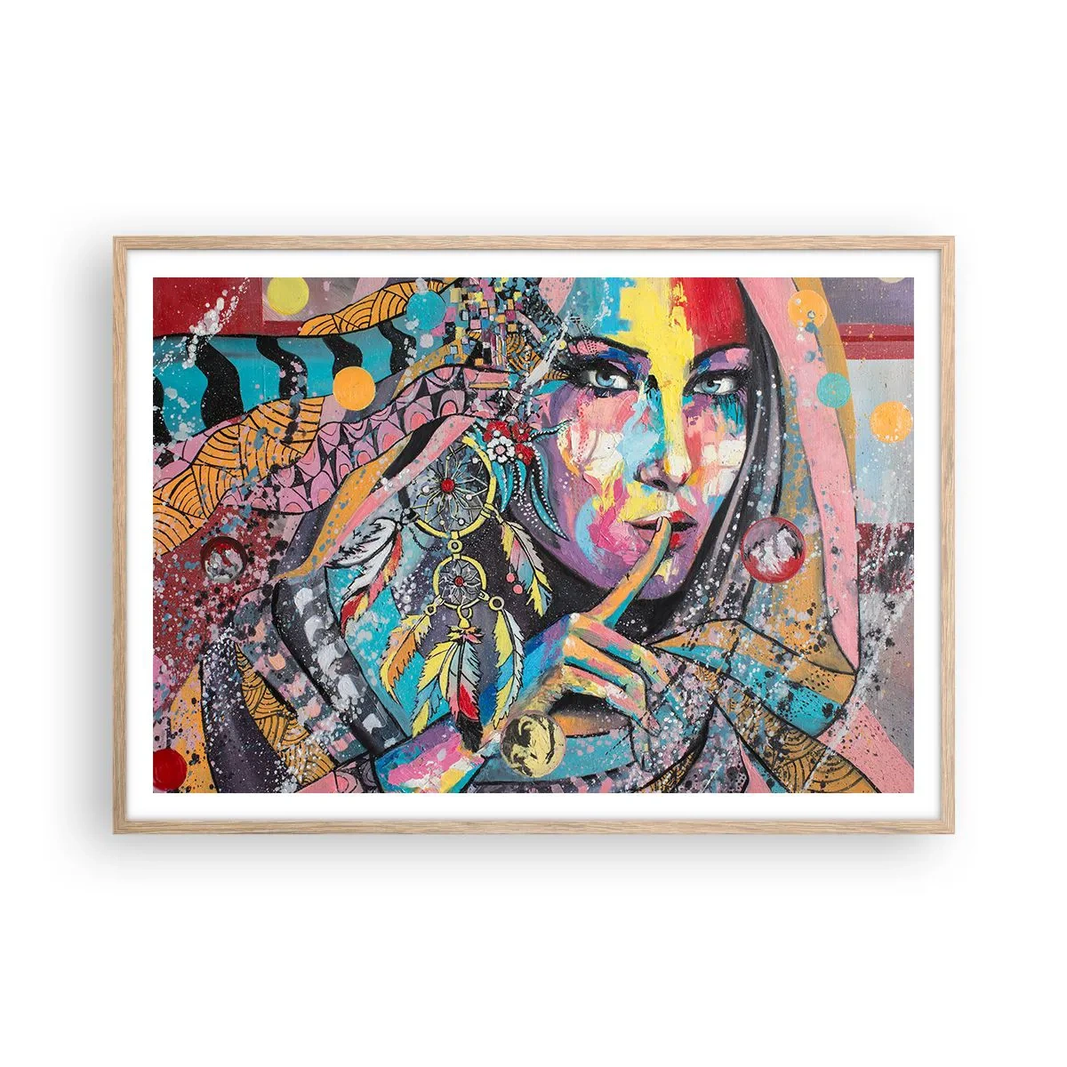 Poster în ramă de stejar deschis - Taci până când înțelegi - 100x70 cm