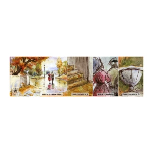 Mostră tapet Premium Sand - Toamnă romantică în parc - Oraș, oameni, Cuplu îndrăgostit - 100x30 cm