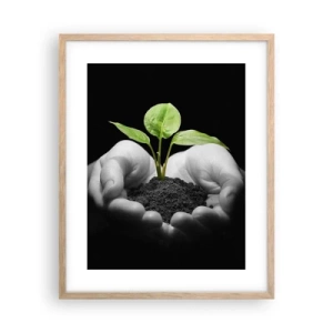 Poster în ramă de stejar deschis - Iubesc natura, o protejez - 40x50 cm