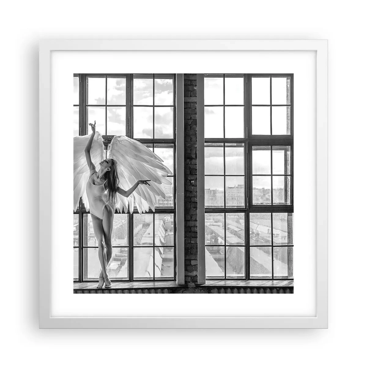 Poster în ramă albă - Orașul îngerilor dansatori? - 40x40 cm
