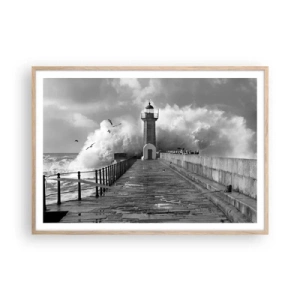 Poster în ramă de stejar deschis - Fără frică  - 100x70 cm