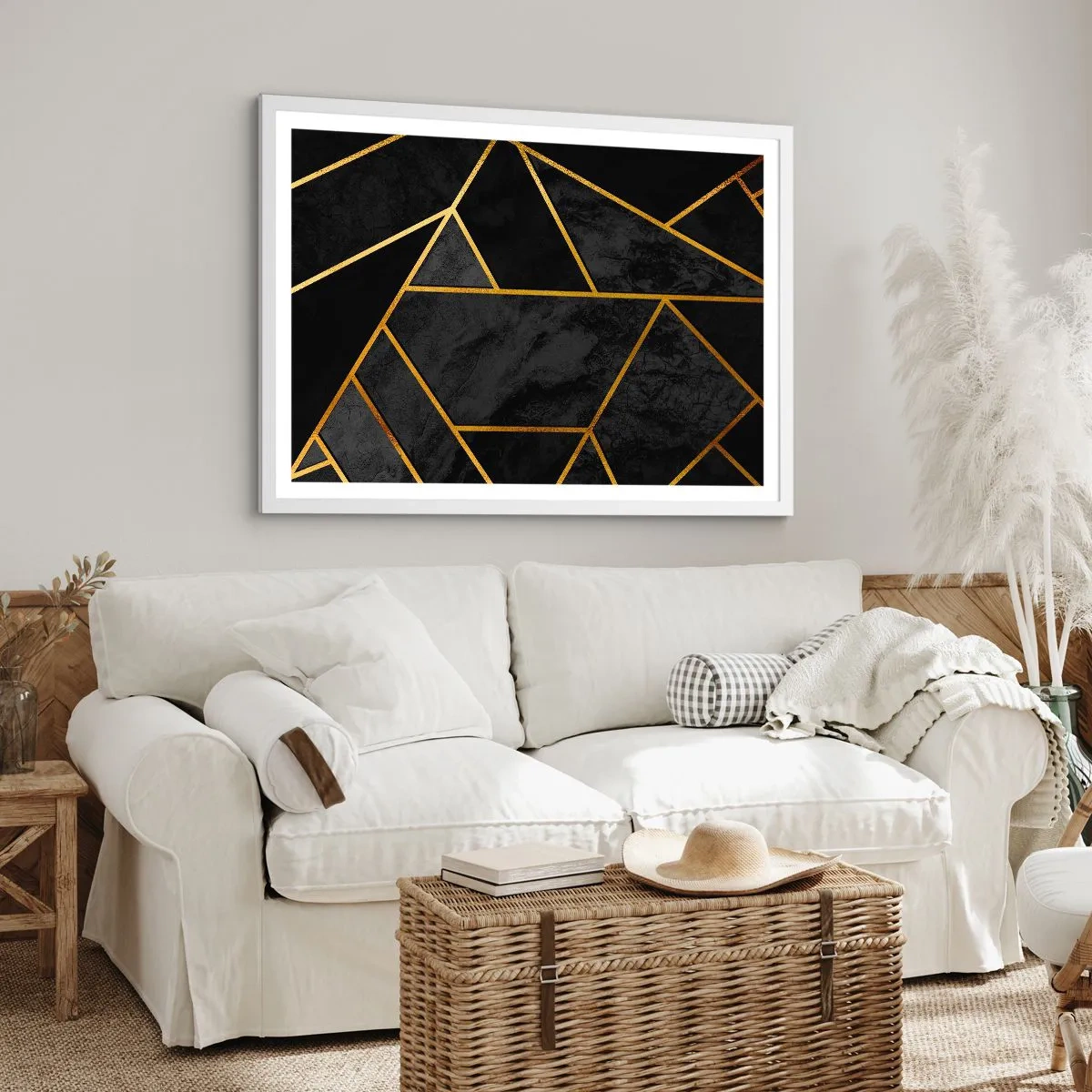 Poster în ramă albă - Întuneric și lumină - 70x50 cm