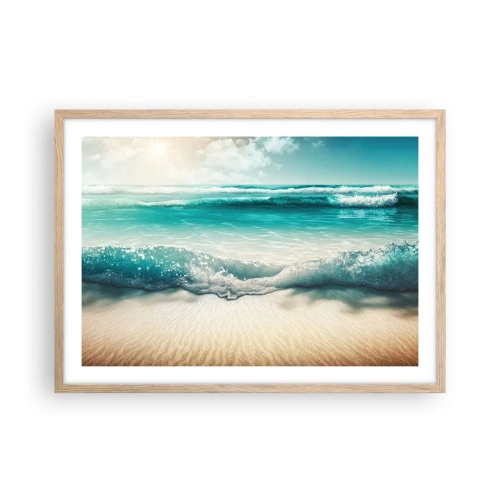 Poster în ramă de stejar deschis - Calmul oceanului - 70x50 cm