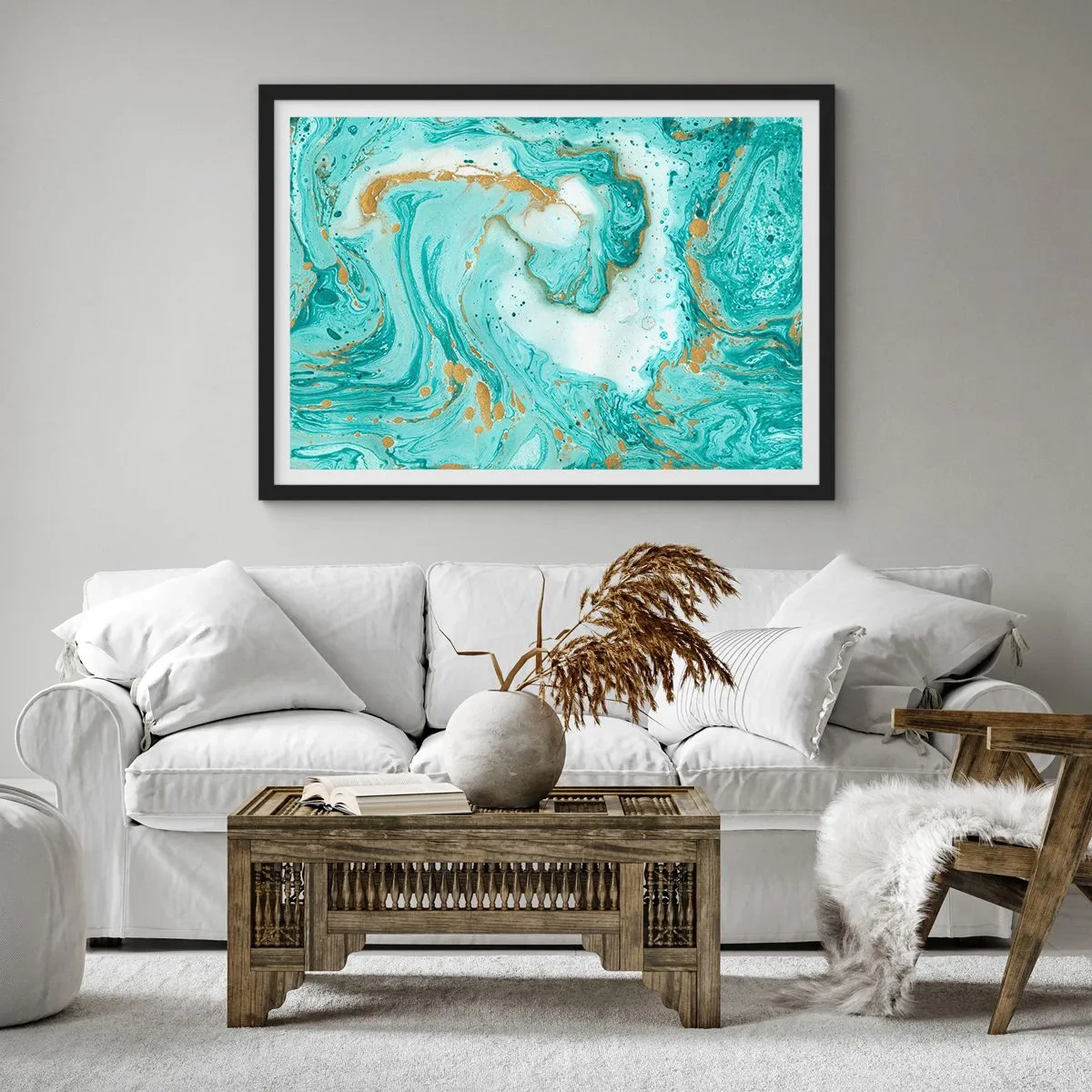 Poster în ramă neagră - Sub marele val al perioadei Edo - 91x61 cm