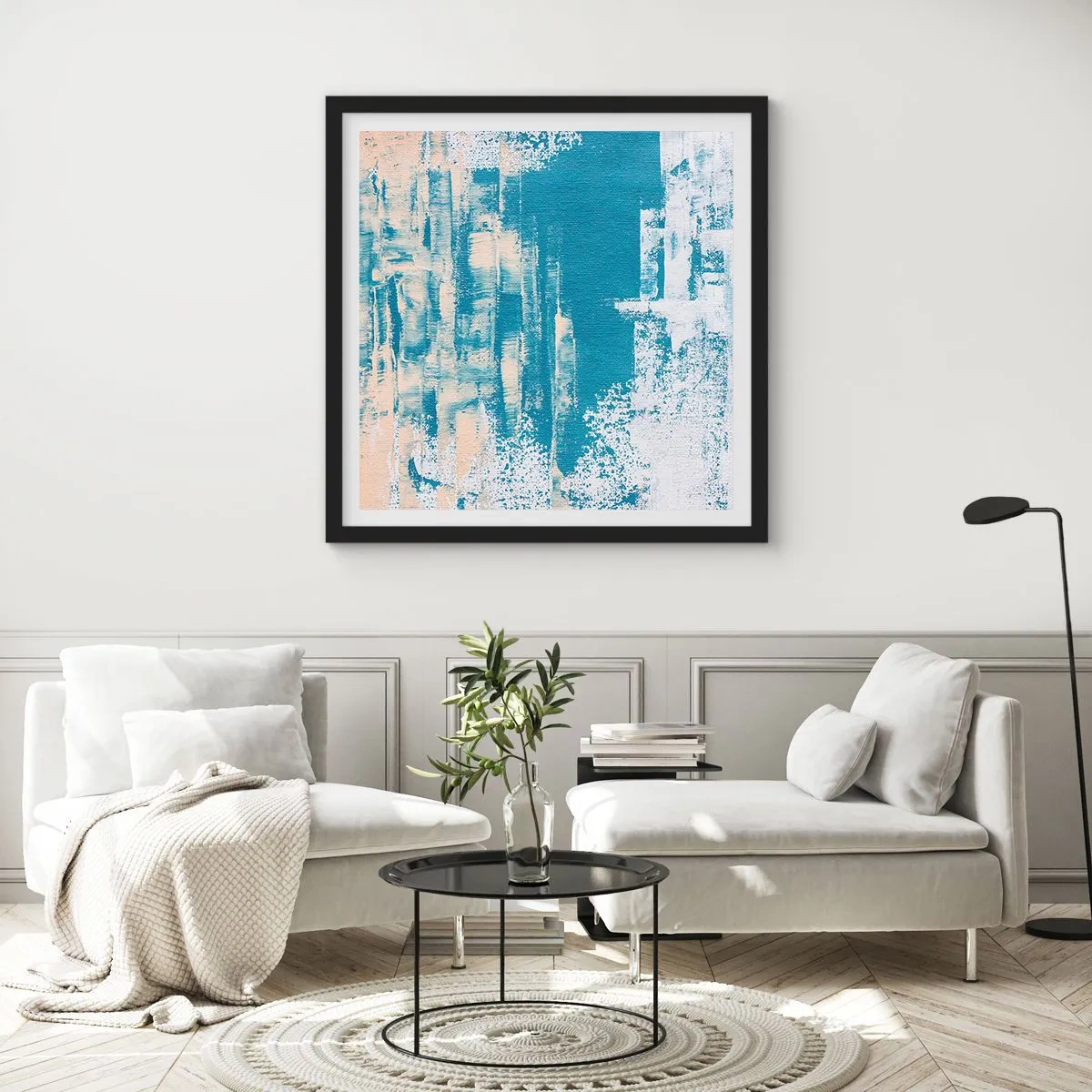Poster în ramă neagră - Prin ţurţur de gheață - 60x60 cm