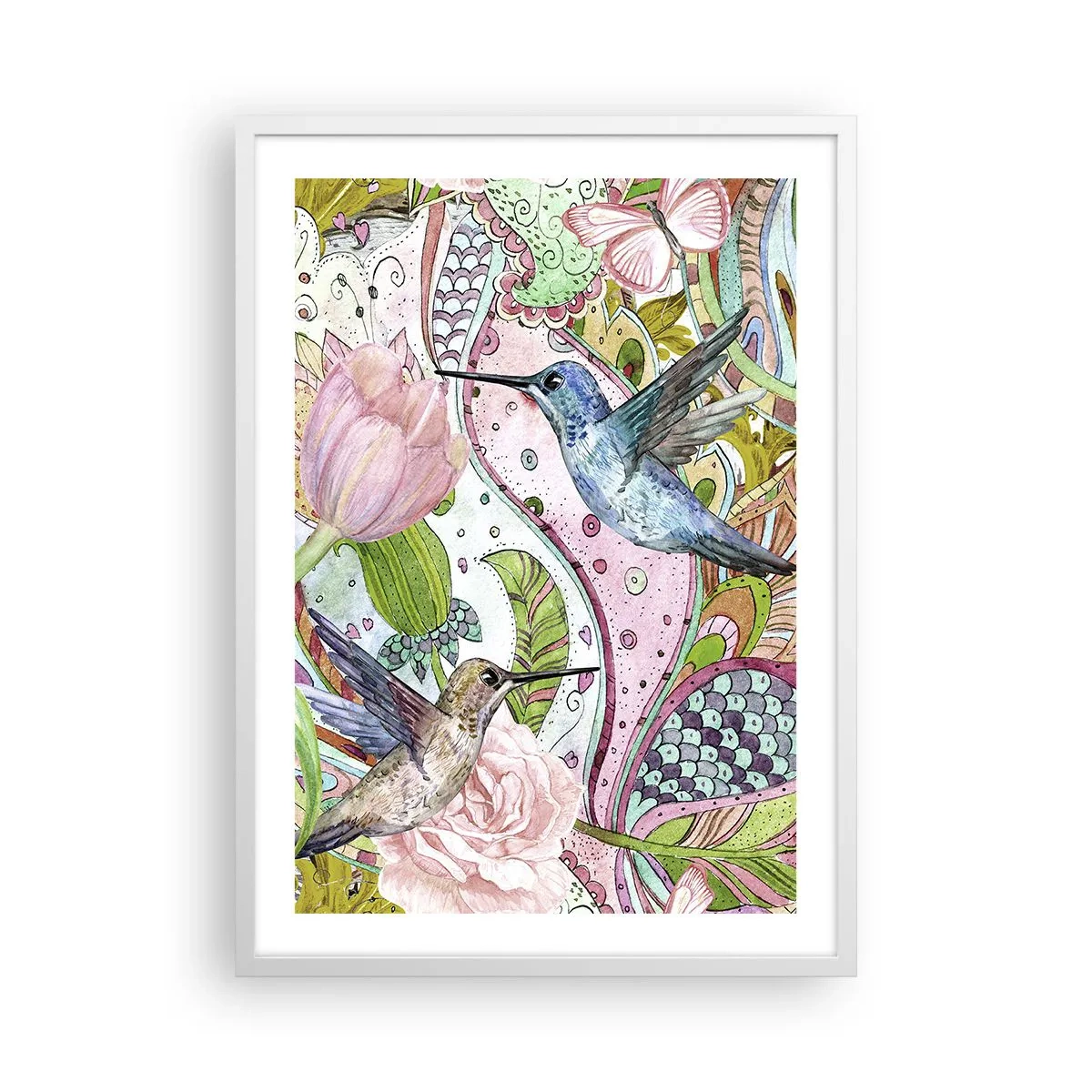 Poster în ramă albă - Încurcat în viță de vie - 50x70 cm